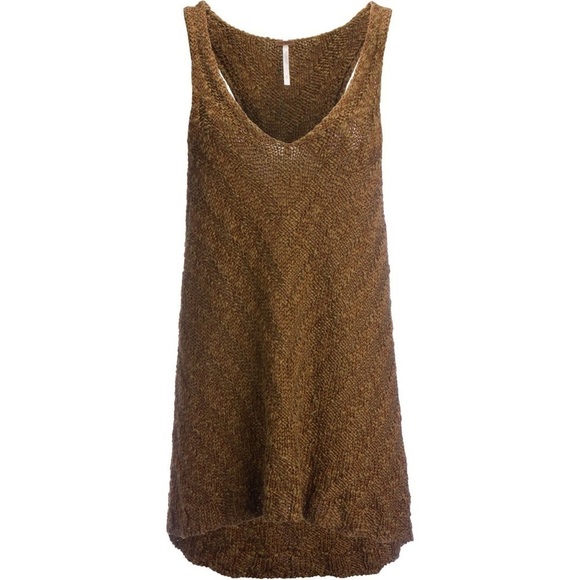 FREE PEOPLE Chevron Sweater Tank Top Brown M - Picture 3 of 11